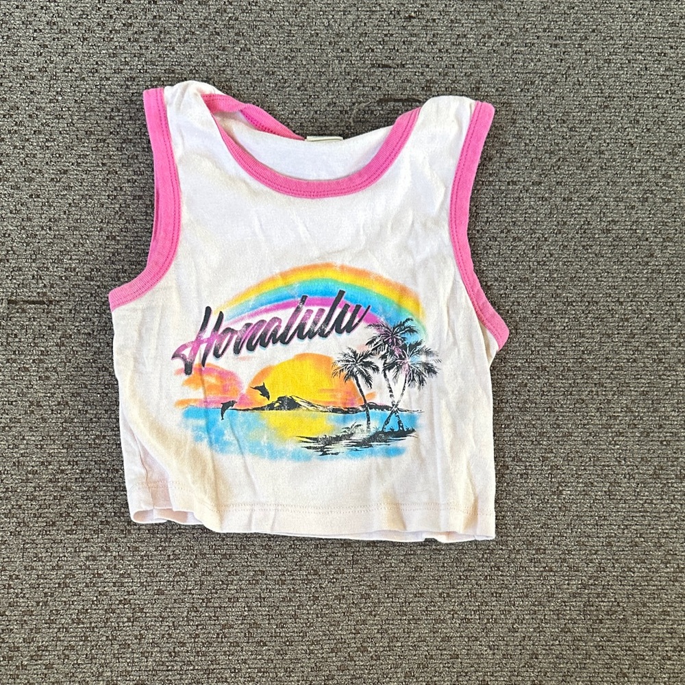 Honolulu Tank Top - White and Pink